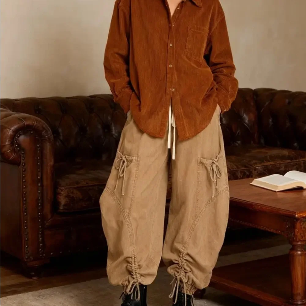 Casual Tan Cargo Pants for Women - Picture 3 of 3